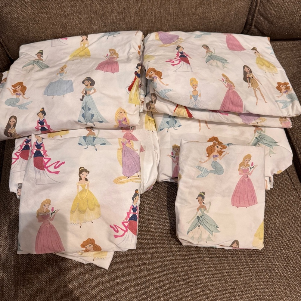Two Pottery Barn Disney Princess Character Twin Sheet Sets